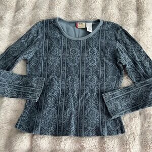 Levi's Red Tab Y2K Paisley Fitted Long Sleeve Top Womens Size S Boho Indie